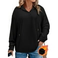 thumbnail image 1 of SHEWIN Sweatshirt for Women Plus Size Hooded Sweatshirts Fleece Sweatshirt V Neck Drawstring Long Sleeve Hoodie Pullover Tops for Fall 2025 Black 3X, 1 of 9