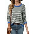 thumbnail image 1 of SHEWIN Women Sweater Stripe Knit Pullover Tops Holiday Jumper Crewneck Sweaters Long Sleeve Casual Knitted Fall Tops, 1 of 5