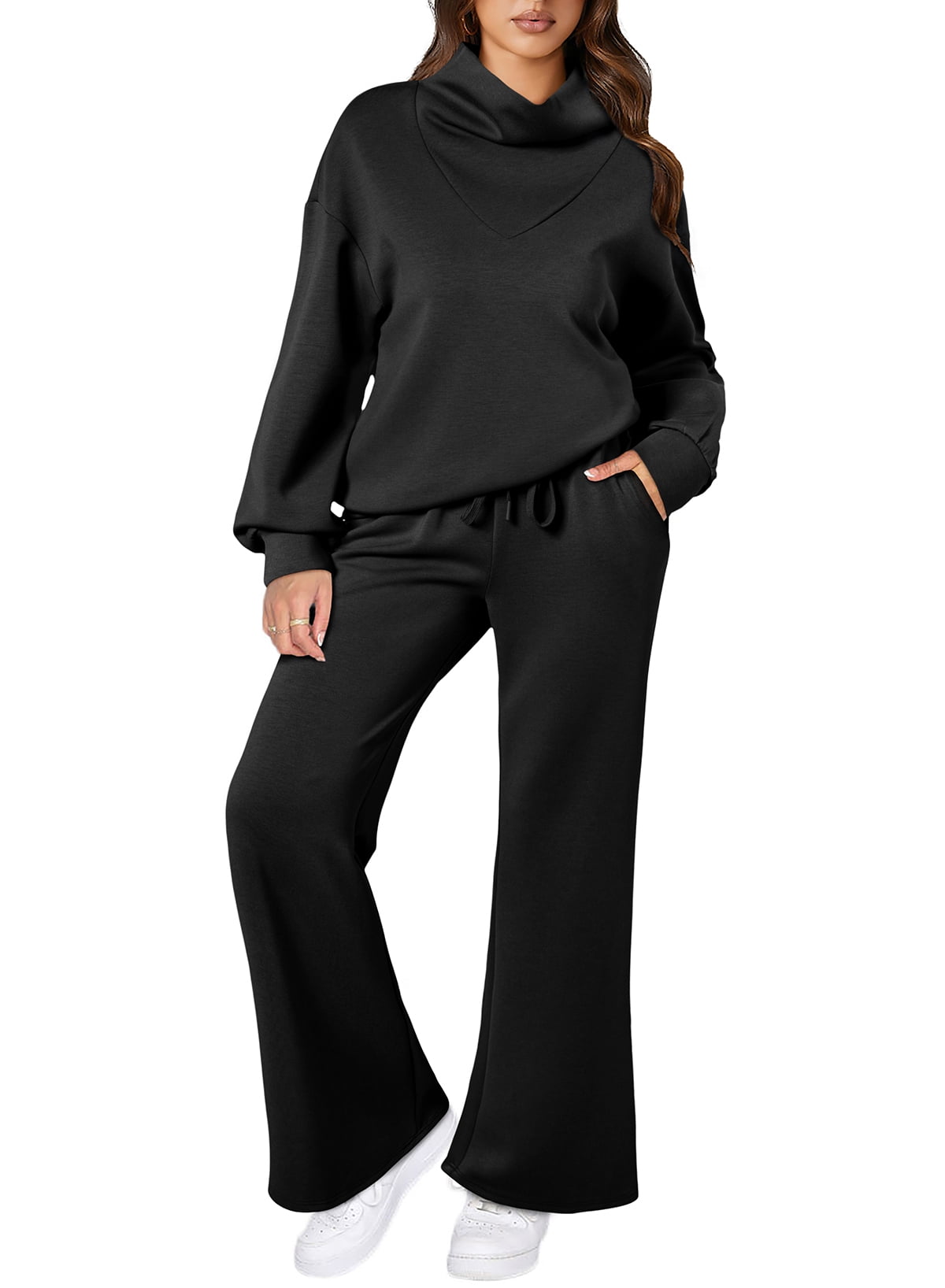 Fantaslook Womens 2 Piece Outfits Long Sleeve Half Zip Sweatsuits  