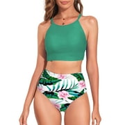 SHEWIN Women's Bikini Sets Two Pieces Swimsuits High Neck Bathing Suits