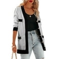thumbnail image 1 of SHEWIN Women's Cardigan Sweaters Open Front Button Down Plaid Chunky Knit Fall Jackets with Pockets, 1 of 9