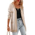 SHEWIN Women's Cardigan Sweaters Open Front Button Down Plaid Chunky