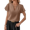 thumbnail image 1 of SHEWIN Women's Chiffon Blouse Casual Flowy Ruffle Sleeve V Neck Summer Work Tops Busines Office Shirts, 1 of 9