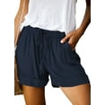 thumbnail image 1 of SHEWIN Women's Comfy Drawstring Elastic Waist Shorts Summer Casual Loose Mid Rise Sports Short Pants with Pockets Blue, 1 of 7