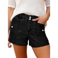 thumbnail image 1 of SHEWIN Women's Jean Shorts High Waisted Denim Shorts Casual Loose Fit Stretchy Double Button Fly Summer Pants with Pockets Black, 1 of 10