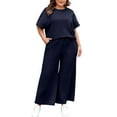 thumbnail image 1 of SHEWIN Women's Plus Size Outfits Sets 2 Piece Crew Neck Short Sleeve Sweatsuit Summer Outfits for Women 2025, 1 of 9
