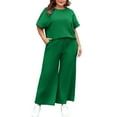 thumbnail image 1 of SHEWIN Women's Plus Size Outfits Sets 2 Piece Crew Neck Short Sleeve Sweatsuit Summer Outfits for Women 2025, 1 of 9