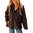 thumbnail image 1 of SHEWIN Womens Sherpa Jackets Fuzzy Hooded Zip Up Coats Casual Solid Long Sleeve Fleece Shacket Jacket Outerwear with Pockets, 1 of 6