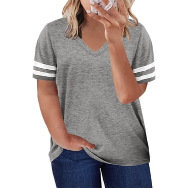 SHEWIN Womens T Shirts Plus Size for Women Short Sleeve Tee Summer Shirts Striped Lightweight Gray Plus Size Blouses Tops 5XL