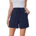 thumbnail image 1 of SHEWIN Women's Linen Shorts Flowy Boho with Pockets Casual High Waisted Summer Drawstring Elastic Lightweight Pants, 1 of 7