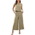 thumbnail image 1 of SHEWIN 2 Piece Summer Outfits for Women Pant Sets Two Piece Sets Lounge Set With Pocket Khaki M, 1 of 9