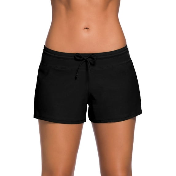 SHEWIN Women's Swim Shorts Quick Dry Swimboard Shorts Oversized Solid Waistband Athletic Swimsuit Bottoms Black XXL