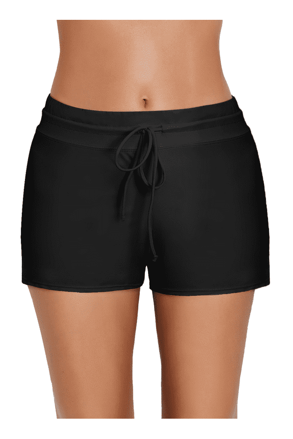 Women's Swim Shorts Slit Tankini Swimsuit Bottoms Quick Dry High Waisted Bathing Suits Swim Trunks Solid Quick Dry Board Shorts Black L