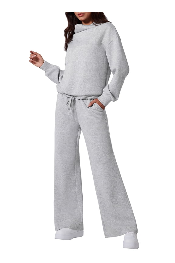 Womens 2 Piece Outfits for Women Casual Tracksuit Swing Neck Sweatsuits Two Piece Jogger Set