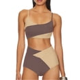 thumbnail image 1 of SHEWIN Womens Bikini Set 2 Piece High Waisted Color Block Swimsuit Spaghetti Straps Bathing Suits Summer Beach Outfits, 1 of 7