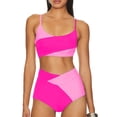 thumbnail image 1 of SHEWIN 2 Piece Swimsuit for Women High Waisted Color Block Bikini Set Spaghetti Straps Bathing Suits Summer Beach Outfits, 1 of 7