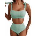 thumbnail image 1 of SHEWIN Bikinis for Women 2 Piece Striped Adjustable Tie Shoulder Swimsuits High Waisted Quick Dry Soft Bathing Suits Slimming Beach Swimwear, 1 of 8