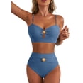 thumbnail image 1 of SHEWIN Womens Swimsuits Bathing Suits 2 Piece Bikini Sets High Waisted Cut Out Modest Swimsuit Full Coverage Beach Outfits Light Blue XL, 1 of 11