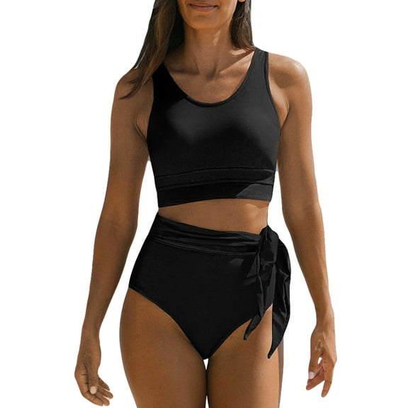 SHEWIN Womens Bikini Swimwear Set 2 Piece Swimsuits High Waisted Bathing Suits Floral Print Racerback Tops with Bottom