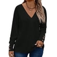 thumbnail image 1 of SHEWIN Womens Blouse Plus Size Tops Lace V Neck Long Sleeve T Shirts Dressy Eyelet Embroidered Tunics Top Spring Fall Blouses Black 5X, 1 of 9