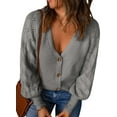 thumbnail image 1 of SHEWIN Womens Button Down Cardigan Sweater Long Sleeve Open Front Knit Outwear Casual V Neck Knitted Tops S-2XL, 1 of 6