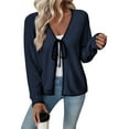 thumbnail image 1 of SHEWIN Womens Cardigan Sweaters Fashion V Neck Open Front Bow Tie Knit Chunky Long Sleeve Sweater Lightweight Fall Outerwear, 1 of 7