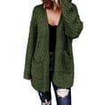 thumbnail image 1 of SHEWIN Womens Cardigans Sweaters Oversized Open Front Cardigan Long Sleeve Chunky Cable Knit Fall Winter Outwear Coat with Pockets Green S-2XL, 1 of 9