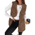 thumbnail image 1 of SHEWIN Womens Fleece Vest Sherpa Jackets Button Down Sleeveless Long Vest Winter Fall Warm Coat Outerwear, 1 of 6
