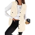 thumbnail image 1 of SHEWIN Womens Fleece Vest Sherpa Jackets Button Down Sleeveless Long Vest Winter Fall Warm Coat Outerwear, 1 of 6