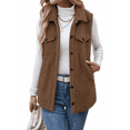 thumbnail image 1 of SHEWIN Womens Fleece Vest Sherpa Jackets Button Down Sleeveless Long Vest Winter Fall Warm Coat Outerwear, 1 of 7