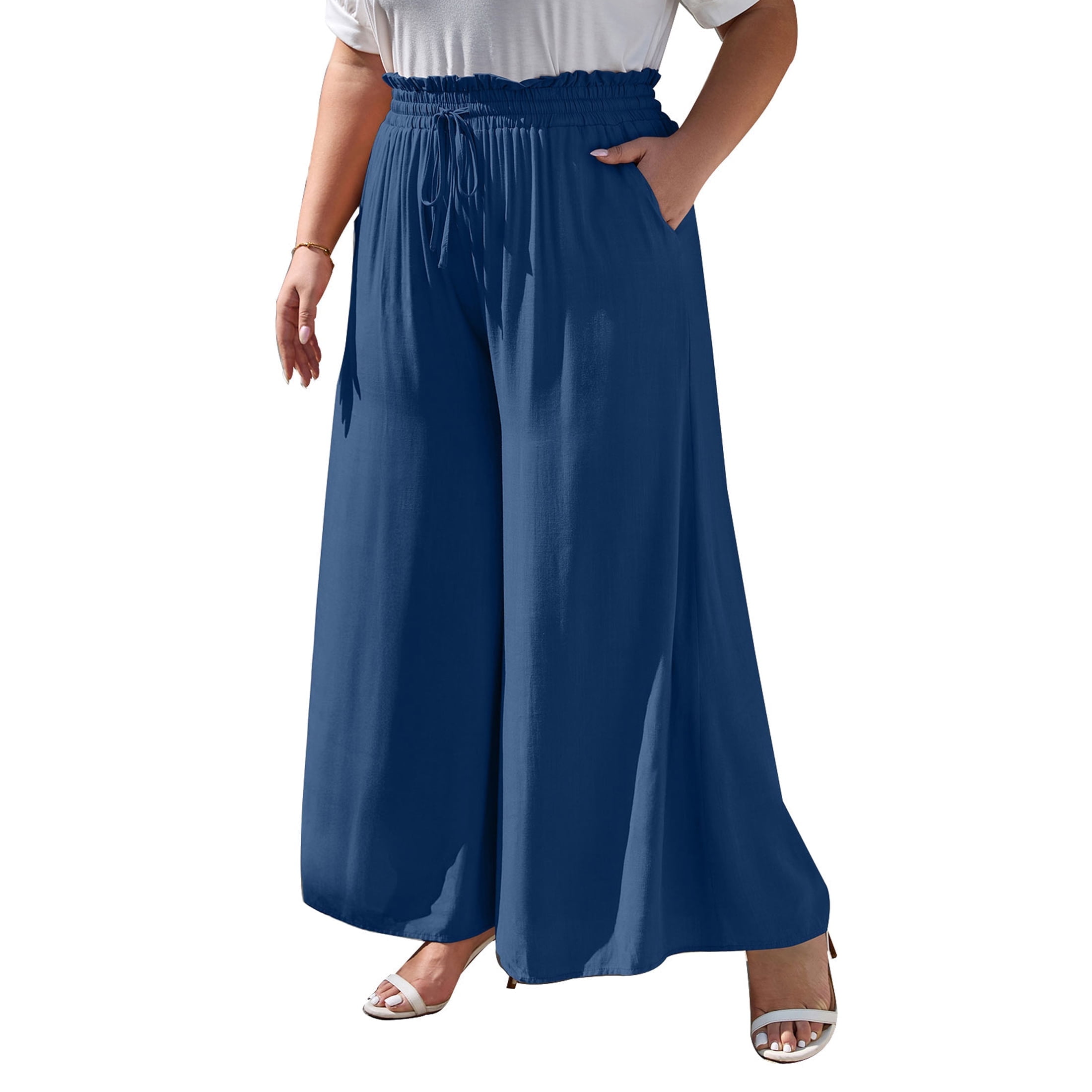 Plus Size Elegant Chain Decor High Waist Skinny Pants
