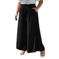 thumbnail image 1 of SHEWIN Womens Plus Size Pants Casual Elastic High Waist Flowy Pants Drawstring Palazzo Pants with Pockets 1X-5X, 1 of 9