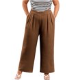 thumbnail image 1 of SHEWIN Womens Plus Size Pants Wide Leg Palazzo Pants Elasticized Back Waist Pleated Casual Work Trouser with Pockets 1X-5X, 1 of 10