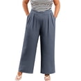 thumbnail image 1 of SHEWIN Womens Plus Size Pants Wide Leg Palazzo Pants Elasticized Back Waist Pleated Casual Work Trouser with Pockets 1X-5X, 1 of 10