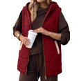 thumbnail image 1 of SHEWIN Womens Puffer Vest Full Zipper Hooded Long Quilted Jackets Sleeveless Winter Warm Coat Outerwear, 1 of 8