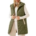 thumbnail image 1 of SHEWIN Womens Puffer Vest Full Zipper Hooded Long Quilted Jackets Sleeveless Winter Warm Coat Outerwear, 1 of 7