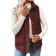 thumbnail image 1 of SHEWIN Womens Vest Sleeveless Puffer Jackets Lightweight Stand Collar Button Fall Spring Zip Up Quilted Coat Outerwear, 1 of 9
