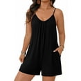 thumbnail image 1 of SHEWIN Plus Size Romper for Women Short Jumpsuit with Pockets Casual Summer Lightweight Breathable Sleeveless Jumpsuit, Sizes 1X-5X, 1 of 11
