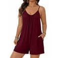 thumbnail image 1 of SHEWIN Plus Size Romper for Women Short Jumpsuit with Pockets Casual Summer Lightweight Breathable Sleeveless Jumpsuit, Sizes 1X-5X, 1 of 11