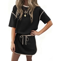 SHEWIN Womens Matching Sets Outfits for Women 2 Piece Sets Skirt Sets Summer Short Sleeve Top Travel Outfits Casual Lounge Sets