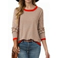 thumbnail image 1 of SHEWIN Women Sweater Stripe Knit Pullover Tops Holiday Jumper Crewneck Sweaters Long Sleeve Casual Knitted Fall Tops, 1 of 9