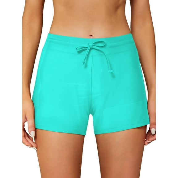 SHEWIN Womens Summer Tankini Bottoms Slit Swimsuit Board Shorts Waistband Tankini Boyshorts Green L