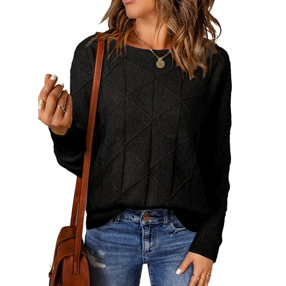 SHEWIN Womens Sweaters Casual Crewneck Long Batwing Sleeve Pullover Sweater Lightweight Knitted Fall Tops