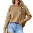 thumbnail image 1 of SHEWIN Women's Sweater Long Sleeeve Pullover Sweater Soft Lightweight Knit Tops 2025 Khaki L, 1 of 8