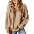 thumbnail image 1 of SHEWIN Womens Sweaters Crewneck Batwing Long Sleeve Side Slit Fall Oversized Ribbed Knit Pullover Jumper Tops Apricot, 1 of 9
