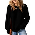 thumbnail image 1 of SHEWIN Womens Sweaters Crewneck Batwing Long Sleeve Side Slit Fall Oversized Ribbed Knit Pullover Jumper Tops Black, 1 of 8