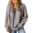 thumbnail image 1 of SHEWIN Womens Sweaters Crewneck Batwing Long Sleeve Side Slit Fall Oversized Ribbed Knit Pullover Jumper Tops Gray, 1 of 8