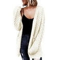 thumbnail image 1 of SHEWIN Womens Sweaters Open Front Cardigans Oversized Long Sleeve Chunky Cable Knit Fall Winter Outwear Coat with Pockets White, 1 of 9