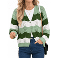 thumbnail image 1 of SHEWIN Womens Sweaters Striped Color Block Chunky Cardigans Button Down Long Sleeve V Neck Loose Knit Fall Sweater Coats Fashion, 1 of 10