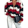 thumbnail image 1 of SHEWIN Womens Sweaters Striped Color Block Chunky Cardigans Button Down Long Sleeve V Neck Loose Knit Fall Sweater Coats Fashion, 1 of 8
